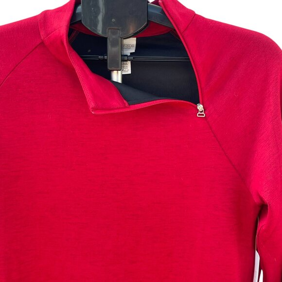 Womens Weekends by Chicos Double Knit Zip Mock Size 0 Razzle Red - Picture 9 of 11